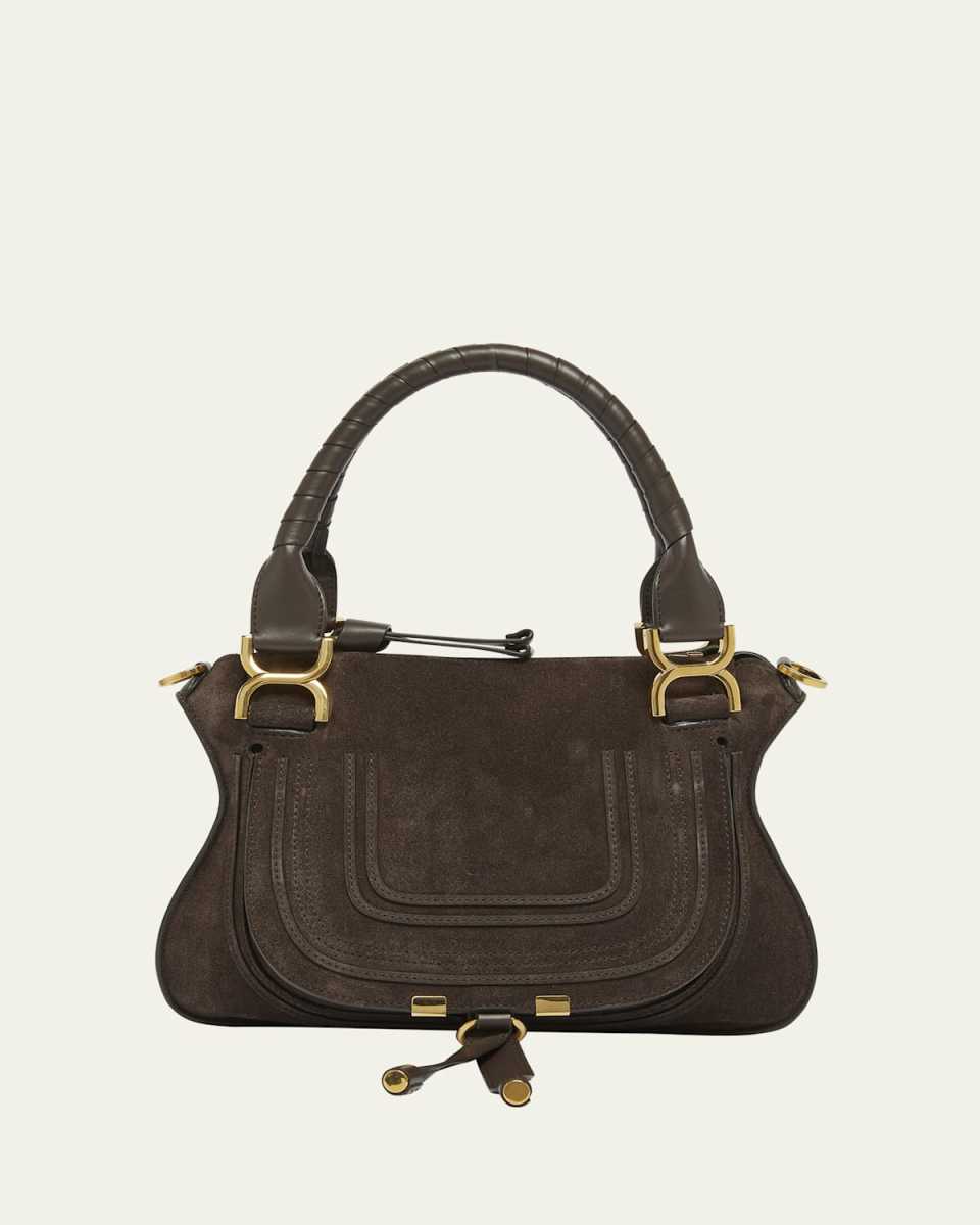 Marcie Double Carry Satchel in Calfskin Suede